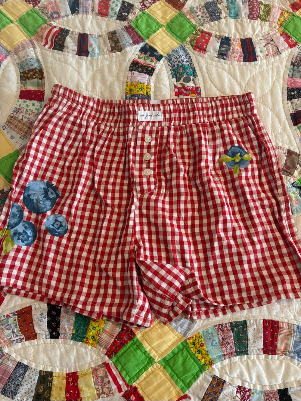 Out of Under Red Gingham Shorts with Button Front summer girlhoodcore xs cotton